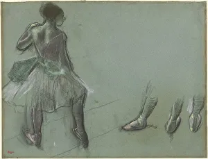 Dancer Seen from Behind and Three Studies of Feet, c. 1878. Creator: Edgar Degas Dancer Seen from Behind and Three Studies of Feet, c. 1878. Creator: Edgar Degas