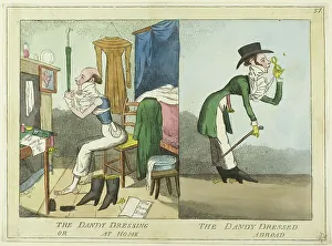 British Satirical Art Prints: The Dandy Dressing; The Dandy Dressed, 1815/25. Creator: JL Marks