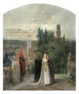 Gerolamo Induno Prints: Gerolamo Induno's Print of Dante and Beatrice