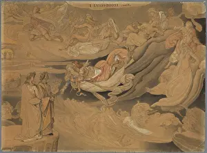 Johann Anton Ramboux Artist Prints: Dante in the second circle of Hell