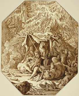 Animal Depiction Prints: The Daring Hunter, Enduring in Winter, n.d. Creator: Johann Elias Ridinger