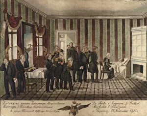 Alexander Pavlovich Collection: The death of Alexander I of Russia in Taganrog on 19 November 1825, 1828. Artist: Anonymous
