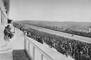 Epsom Downs Racecourse Prints: The Derby: View Down The Course, c1903, (1903). Artist: WA Rouch