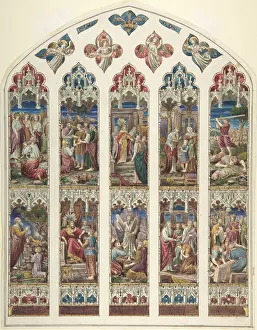 Pre Raphaelite Brotherhood Style Prints: Design for Old Testament Window, ca. 1870. Creator: Attributed to Dante Gabriel Rossetti