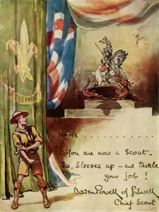Design for Scouts Enrolment Card, (1944). Creator: Robert Baden-Powell Design for Scouts Enrolment Card, (1944). Creator: Robert Baden-Powell