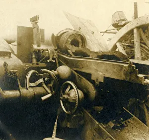 Monochrome War Images Prints: Destroyed cannon, c1914-c1918