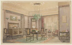 Art Centre Heritage Images Prints: Dining room with matte seats, c.1925. Creator: Monogrammist HK