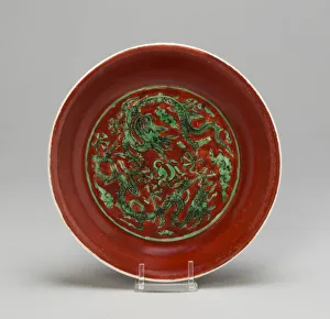 Ming Dynasty Print: Paired Dragons and Cloudscrolls