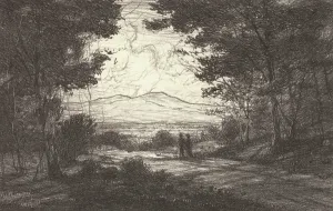 Arts And Crafts Movement Art Prints: Distant Mountains (Small), 1920s. Creator: Bolton Coit Brown