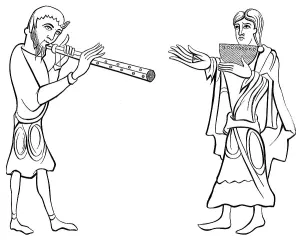 Double flute and nine-hole syrinx flute, 11th century (1849) Double flute and nine-hole syrinx flute, 11th century (1849)