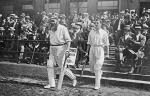 Prints of Dr WG Grace, English cricketer, walking out to bat, c1899 Gloucestershire Prints: WG Grace Walking Out to Bat, c1899 Print
