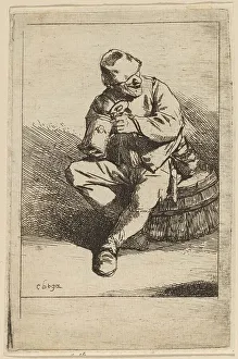 Cornelis Bega Print of a Man Drinking from a Mug