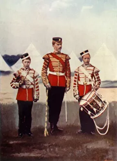 Drum-Major and Drummers, Coldstream Guards Print, 1900