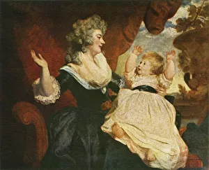 Print of Duchess of Devonshire and Child, a portrait in oil on canvas
