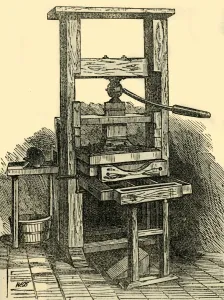 Cassell Company Ltd Publisher Prints: Duplicate of Franklins Press, (1881). Creator: Unknown