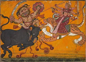 Durga Slaying Mahisha, c. 1700-1710. Creator: Unknown Durga Slaying Mahisha, c. 1700-1710. Creator: Unknown