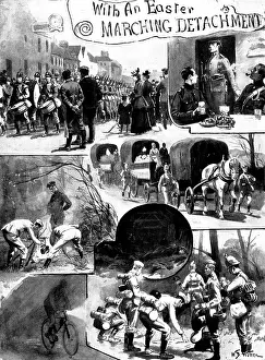 Black And White Army Images Prints: With an Easter Marching Detachment, 1898. Creator: Unknown