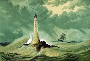 Lighthouse Prints: Eddystone Lighthouse Print, c1850