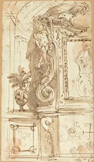 Brown Ink Drawings Prints: An Elaborately Sculpted Frame. Creator: Unknown