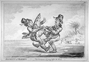 James Gillray Cartoons Prints: Elements of Skateing. The consequence of going before the wind, 1805. Artist