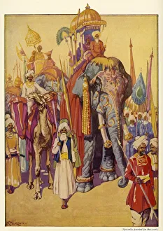 Elephants in Procession Print, c1948