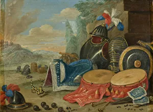 Emblems of War Print, a detailed engraving