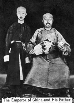 The Emperor of China and his father, 20th century.Artist: Ogdens Guinea Gold Cigarettes The Emperor of China and his father, 20th century.Artist: Ogdens Guinea Gold Cigarettes