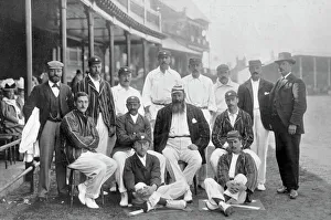 Prints of The England Test cricket XI at Nottingham, Nottinghamshire, 1899. Englands team in WG Graces final Test, against Australia at Trent Bridge Nottinghamshire Prints: The England Test XI at Trent Bridge, 1899 Print