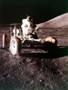 American Space Exploration Prints: Eugene Cernan using the Rover on the lunar surface, Apollo 17 mission, December 1972