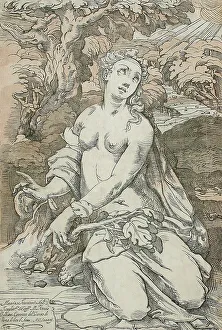 Chiaroscuro Woodcut Art Prints: Eve, 1587. Creator: Andrea Andreani