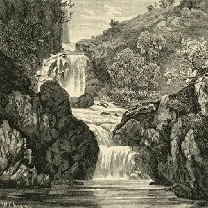 Black And White Ireland Prints: Fall in the Devils Glen, 1898. Creator: Unknown