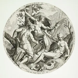 Mythology In Art Prints: The Three Fates, 1587. Creator: Jacob Matham