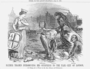 A print of Father Thames introducing his children to the City of London