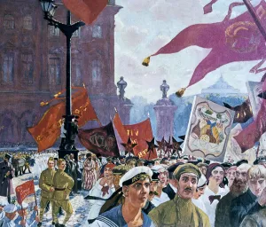 Festivities marking the opening of the second congress of the Comintern, 1921. Artist: Boris Mikhajlovich Kustodiev Festivities marking the opening of the second congress of the Comintern, 1921. Artist: Boris Mikhajlovich Kustodiev