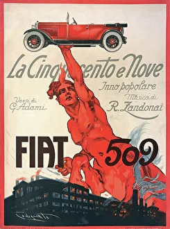 Colour Lithograph Advertising Prints: Fiat 509, 1925. Creator: Codognato, Plinio (1878-1940)