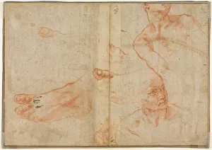 Michelangelo Buonarroti Drawings Prints: Figure Studies for the Sistine Ceiling (verso)