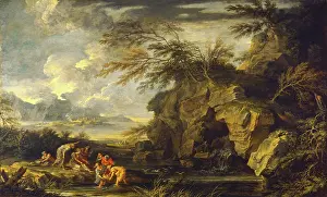 Print of Salvator Rosa's Old Testament Scene, The Finding of Moses