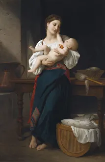 William Adolphe Bouguereau Artwork Prints: First Caresses