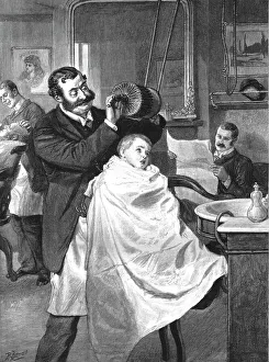 His First Visit to the Barber's--'Hard or Medium, Sir? Print