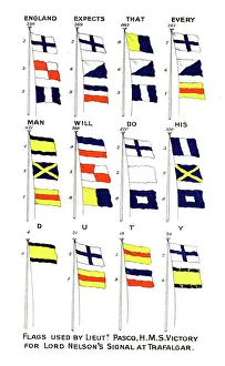Flags used for Nelsons famous signal at the Battle of Trafalgar, 1805 Flags used for Nelsons famous signal at the Battle of Trafalgar, 1805