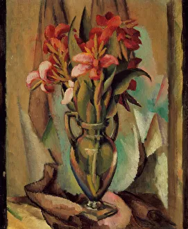 Edward Middleton Manigault Print: Flowers in a Handled Vase, c1919-1922