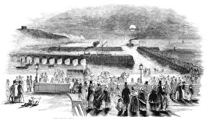 Victorian Era Transportation Prints: Folkestone: Arrival of the Indian Mail - Express Omnibus proceeding to receive it, 1844