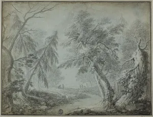 Forest with Stream and Figures Print, n.d
