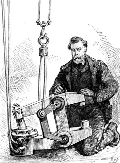 Forth Bridge Prints: The Forth Bridge: hydraulic riveting machine