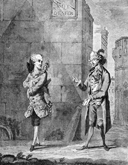 A French Petit Maitre and his Valet, late 18th century.Artist: Charles Grignion A French Petit Maitre and his Valet, late 18th century.Artist: Charles Grignion