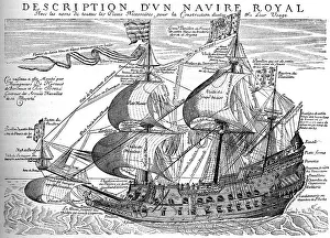 French royal warship of the 17th century, (c1880) French royal warship of the 17th century, (c1880)