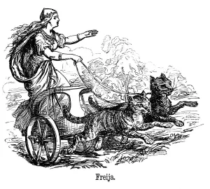 Freya's Chariot with Feline Horses Print