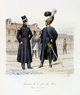 Gardes-du-Corps de Roi, tenue de quartier, 1820-30 Artist: Eugene Titeux Gardes-du-Corps de Roi, tenue de quartier, 1820-30 Artist: Eugene Titeux