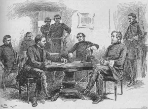 Black And White Prints USA Prints: General Grant Reading The Terms of Surrender