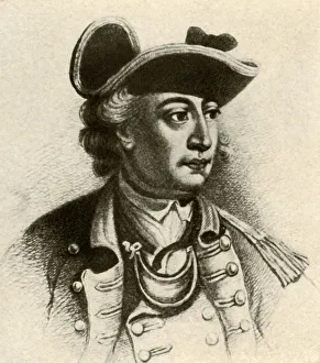 American Revolutionary War Prints: General John Sullivan, in cocked hat edged with braid and a gorget, c1770, (1937)